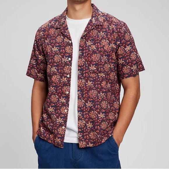GAP Linen Cotton Vacay Shirt - Tropical Paisley - Picture 2 of 13